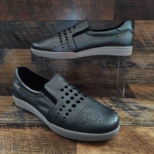 Mephisto Women's Pewter Runoff Perforated Leather Slip On Flat Size 7